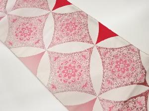 変わり七宝に華文模様織出し袋帯